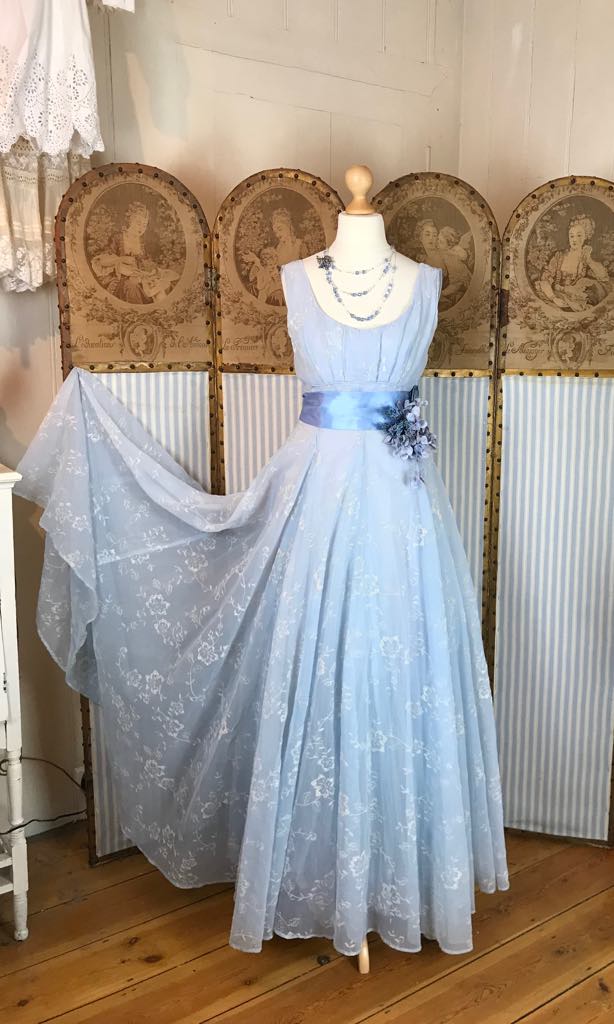 1950 blue dress 50er Hourglass swing dress in navy blue