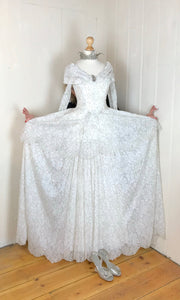 Wear this stunning vintage wedding dress with paniers for a Vivienne Westwood style 18th century feel 