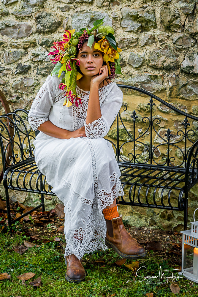 Original Edwardian white dress - antique lace and cotton
