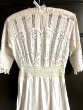 Antique Edwardian wedding dress - original lace and cotton lawn, winter white with a hint of ivory. UK size 8-10 (US 6-8, EU 36-38)