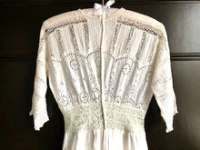 Antique Edwardian wedding dress - original lace and cotton lawn, winter white with a hint of ivory. UK size 8-10 (US 6-8, EU 36-38)