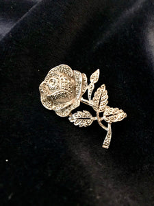 perfect for disney bounding as Belle - a beautiful vintage marcasite rose brooch fit for a princess 